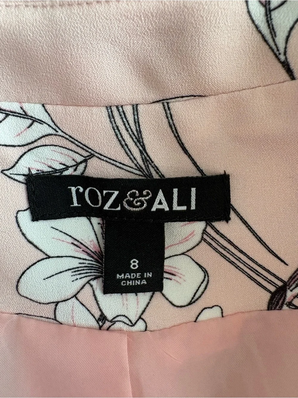 Roz & Ali Pink Floral Notch-Lapel Blazer